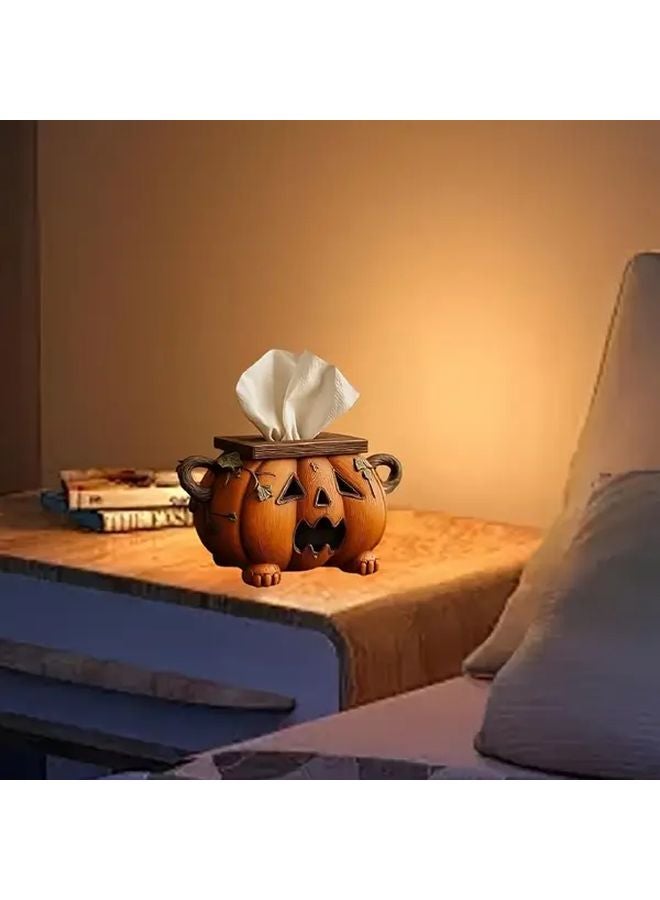 حامل مناشف ورقية برتقالي على شكل قرعة يقطين ديكور منزلي خريف هالوين مطبخ حمام - Image 3